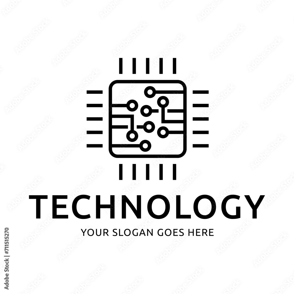 Poster processor logo icon. processor circuit vector