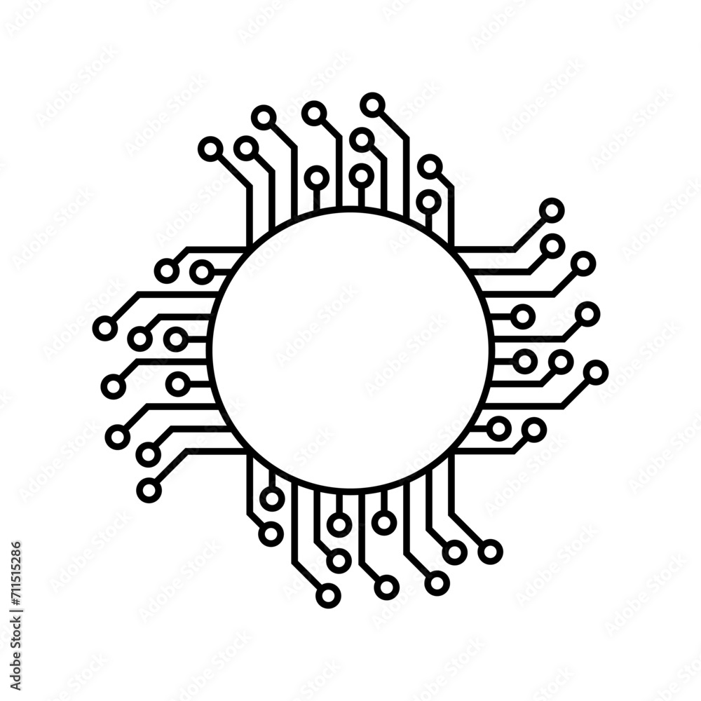 Poster circuit icon vector illustration logo template. processor line logo icon. processor circuit vector