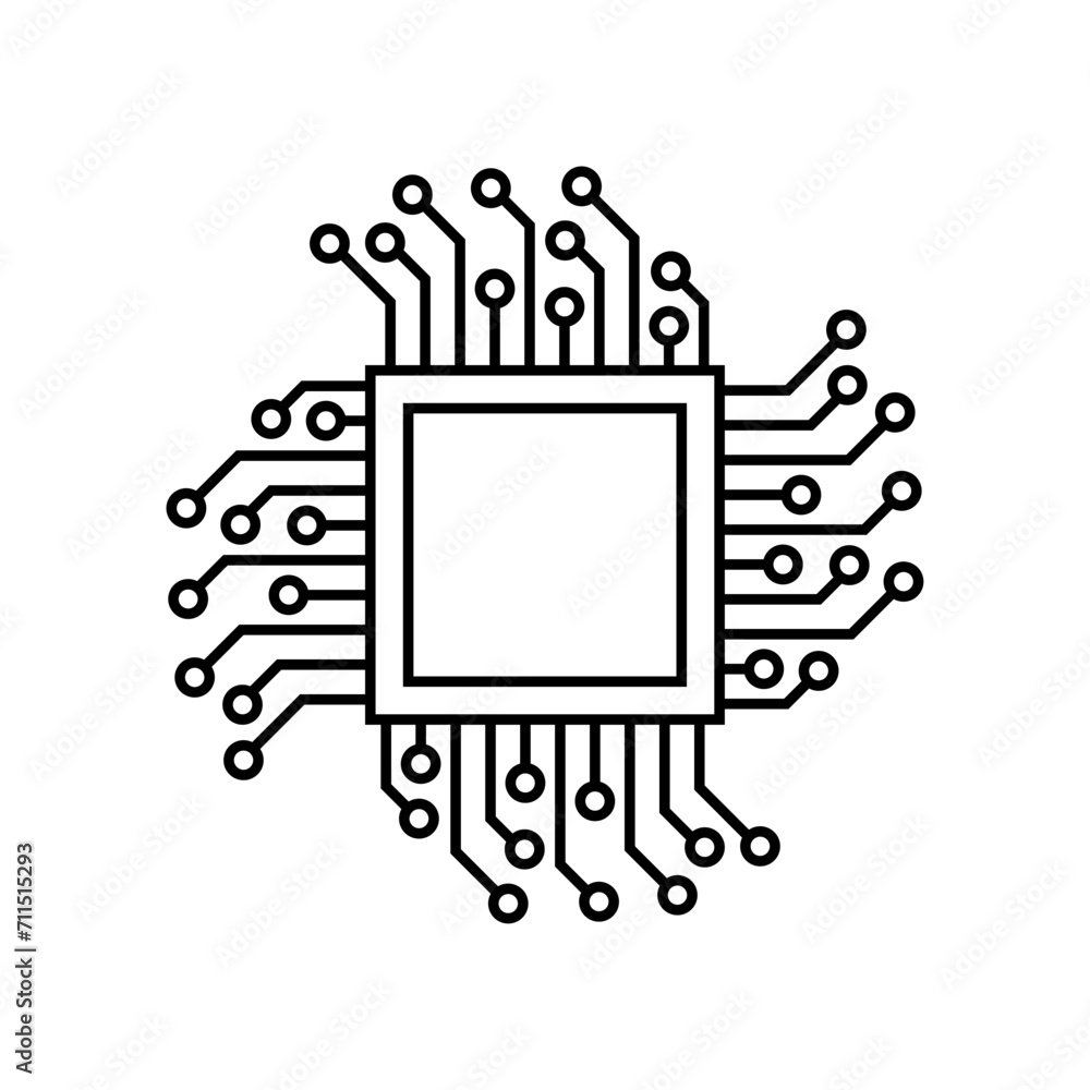 Poster circuit icon vector illustration logo template. processor line logo icon. processor circuit vector