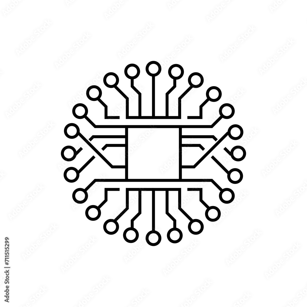 Poster circuit icon vector illustration logo template. processor line logo icon. processor circuit vector