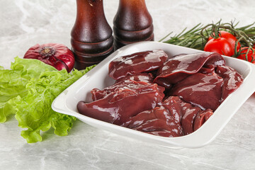 Raw turkey liver in a bowl ready for cooking