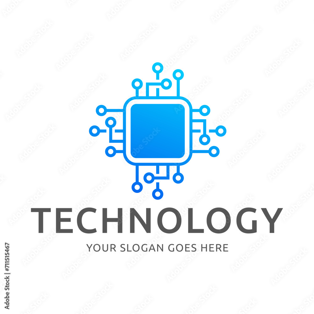 Poster processor logo icon. processor circuit vector