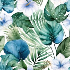 Watercolor floral seamless pattern. Repeating pattern for wallpaper, fabric, packaging design.