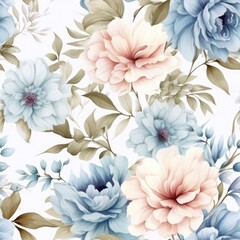 Fototapeta na wymiar Watercolor floral seamless pattern. Repeating pattern for wallpaper, fabric, packaging design.