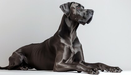 Capture the grandeur and majesty of a Great Dane in a dignified pose against a pristine white background, Great Dane Dog on white Background. - obrazy, fototapety, plakaty