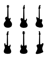 Naklejka premium Set of Electric Guitars. Silhouettes.