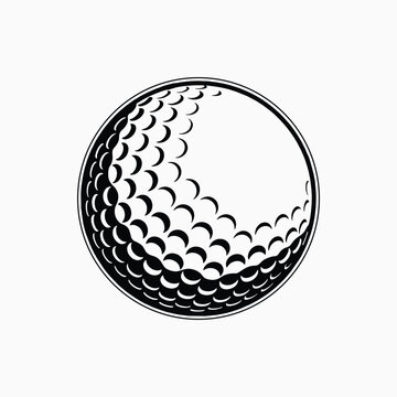 Vector Golf Ball - Black and White Isolated Icon