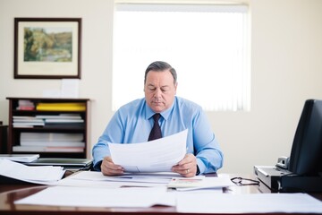 Fototapeta na wymiar legal consultant reviewing documents at desk