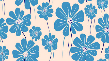 seamless print background with blue and white flowers - Seamless tile. Endless and repeat print.