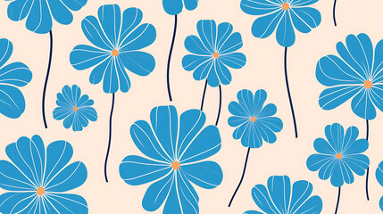 seamless print background with blue and white flowers - Seamless tile. Endless and repeat print.