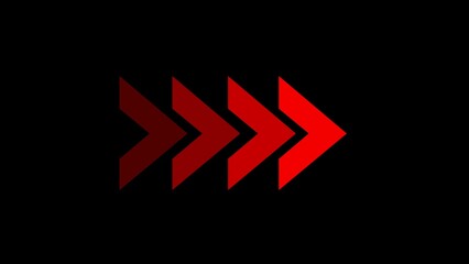 Red neon arrow with glowing effect. arrow sign, Safety type. 3D rendering, realistic isolated neon sign of Arrow logo decoration and template covering on the black background. - obrazy, fototapety, plakaty