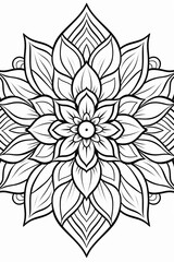 Coloring page for children, flower, body, transparent background, clean line art, fine line art- Generative AI