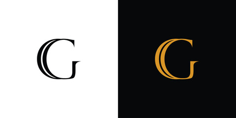 Unique and luxury  letter G  initials logo design - obrazy, fototapety, plakaty
