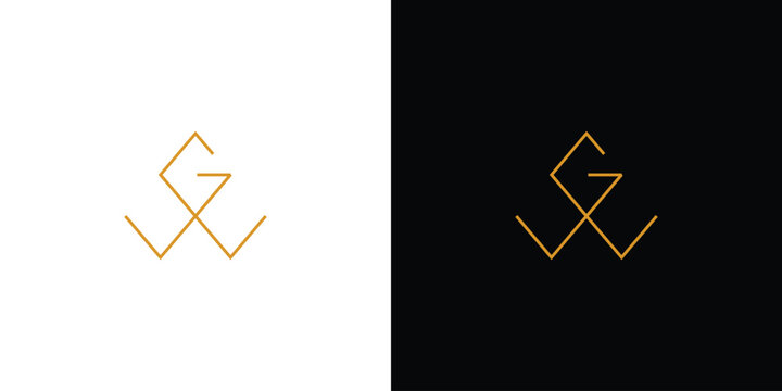 Unique and luxury  letter GW  initials logo design