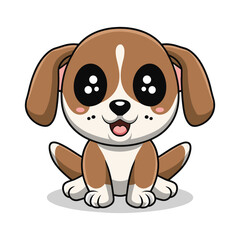 Cute Dog Flat Vector Illustration, Dog Vector Character Design
