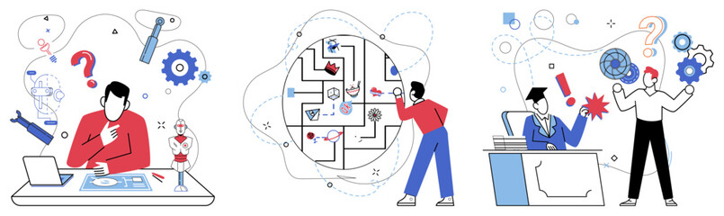 Brainstorming session vector illustration. Innovation is phoenix rising from ashes thoughtful planning in brainstorming session Creativeness flows like river, nourishing landscape