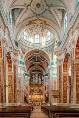 Beautiful and ornate colorful cathedral in Italy