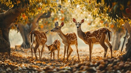 A Family of Deer Seeking Shelter Under the Canopy - AI Generative
