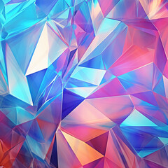 Abstract 3d geometric crystal background. iridescent