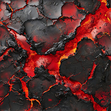 red and black background - burning lava flowing - Seamless tile. Endless and repeat print.