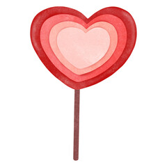 red heart shaped lollipop isolated