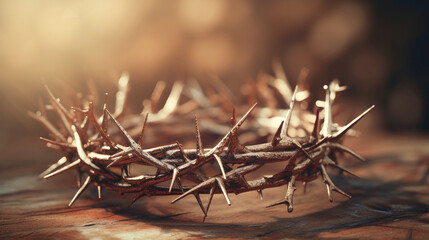 Good Friday, Passion of Jesus Christ. Crown of thorns. Christian holiday of Easter. Crucifixion,...