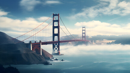 background illustration of the Golden Gate Bridge, landmark background - obrazy, fototapety, plakaty