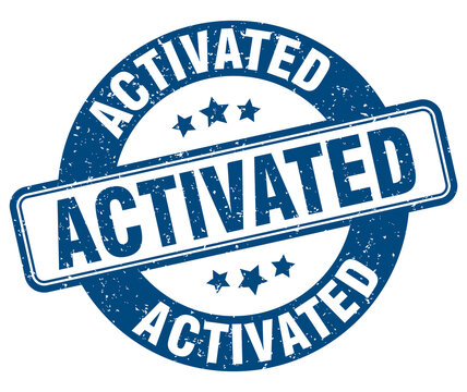 activated stamp. activated label. round grunge sign