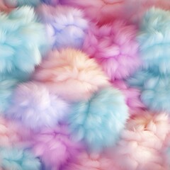 Cute plush Seamless Pattern. Fluffy, fur tile in pastel colors. Illustration for textile, fabric, wrapping paper.