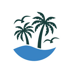 Fototapeta na wymiar summer beach logo vector illustration. Sunset summer beach logo Vector