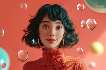 Human portrait game background style 3d stylish illustration