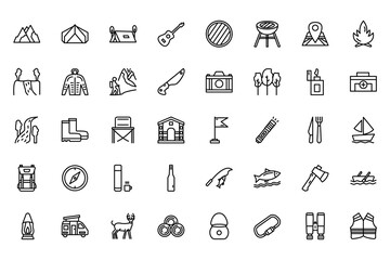 40 element camping icon set for your design