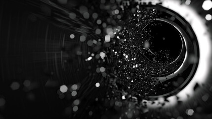 Motion Background Vj Loop, Lens Sphere Grey Noire Particles, Copy paste area for texture - obrazy, fototapety, plakaty