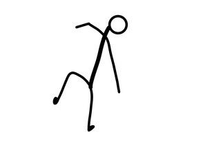 Vector illustration of a stick figure running. Hand drawn stick figure running.