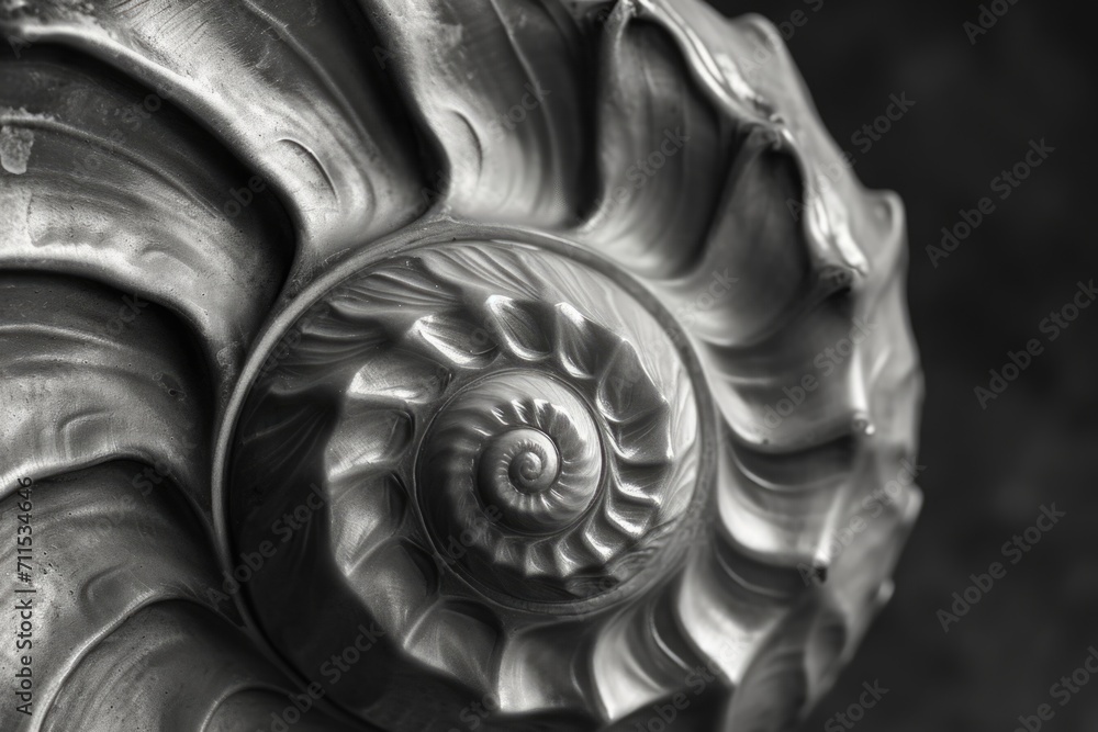 Poster a black and white photo of a shell. suitable for various uses