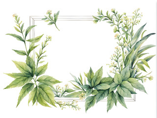 Fototapeta na wymiar sprout-herb-frame-minimalist-watercolor-illustration-no-background-sharp-focus-intricate-details