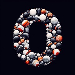 Obraz premium 0 digit shape made of marble pebbles. AI generated illustration