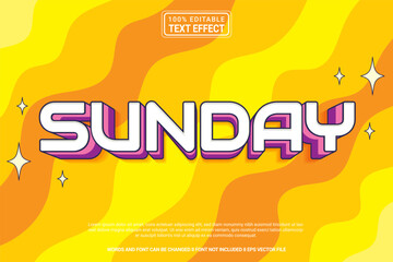 Obraz premium Editable text effect Sunday 3d cartoon template style modern premium vector