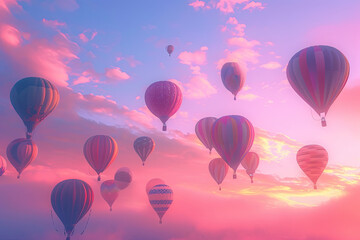 Obraz premium Enchanting Springtime Balloon Soaring, spring art