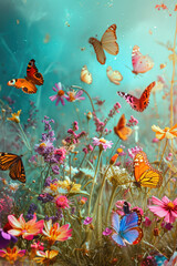 "Fluttering Garden Splendor", spring art