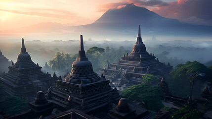 Borobudur temple, landmark background