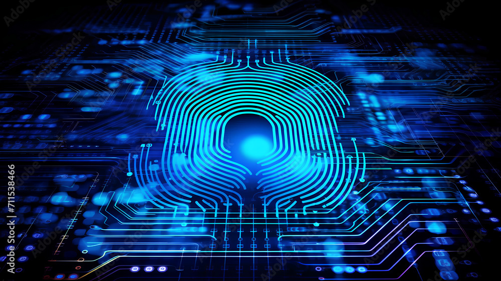 Poster fingerprint scanning, biometric authentication, cybersecurity and fingerprint password.