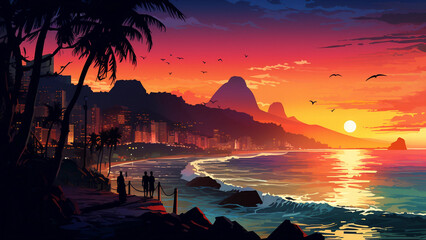 sunset in rio on carnival days