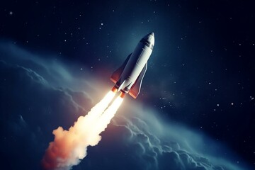 Rocket in space. Generative AI