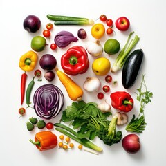 Various vegetables on white background, realistic style
