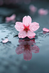 "Cherry Blossom's Reflective Elegance", spring art