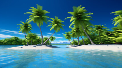 Fototapeta premium beach with palm trees and sea