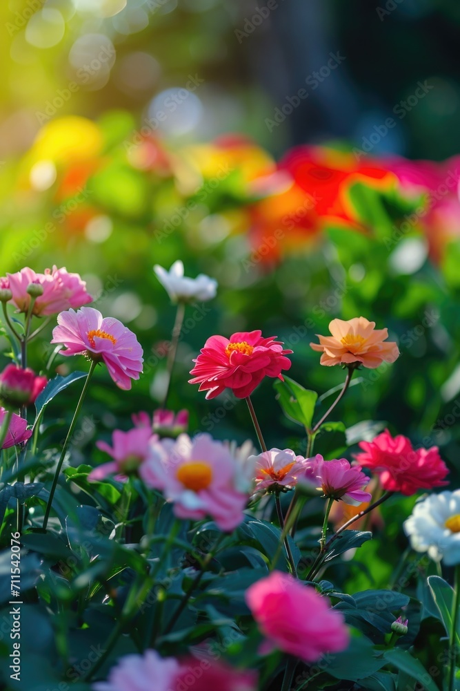 Poster a bunch of flowers lying in the grass. suitable for nature-themed designs and springtime concepts