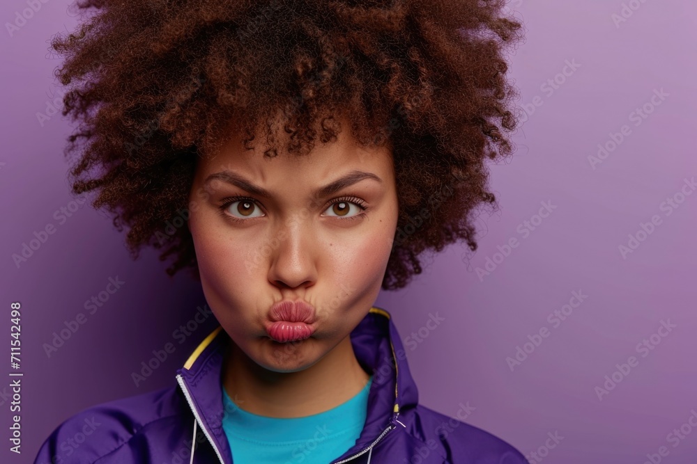 Poster a woman is pictured making a funny face by sticking out her tongue. this image can be used to add a 