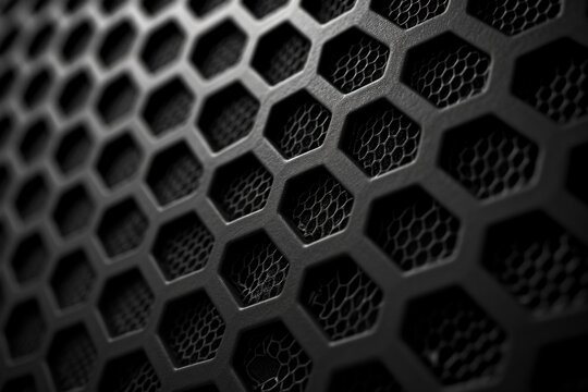 A detailed view of a metal surface with various holes. This image can be used to represent industrial design, engineering, or construction.